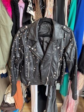 Blank NYC Black Studded Leather Jacket MEDIUM